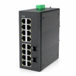 Unmanaged Industrial Switch, 16 x RJ45, 2 x SFP