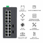 Unmanaged Industrial Switch, 16 x RJ45, 2 x SFP, Image 2