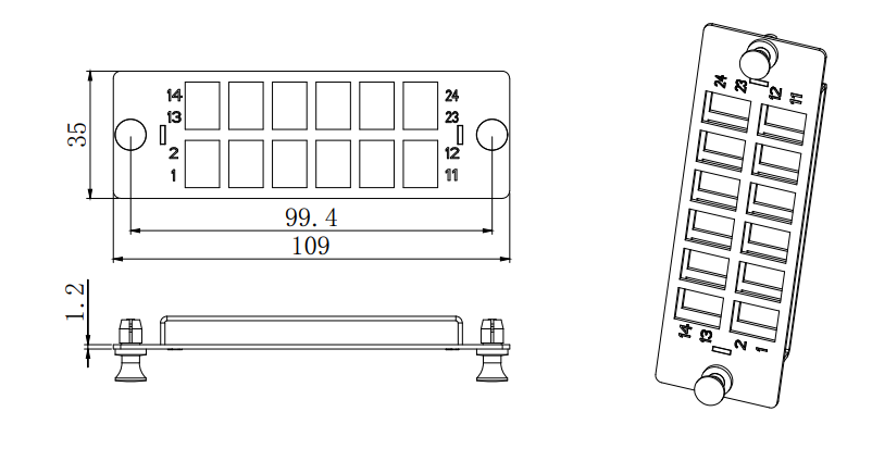 Fiber Adapter Panel outline drawing