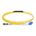 MPO APC Female to 4 LC UPC Duplex 8 Fibers Type B LSZH OS2 9/125 Single Mode Elite Breakout Cable, Yellow
