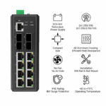 8 x 1GB RJ45 , 4 x 10GB SFP+ , L3 Managed Industrial Ethernet Switch