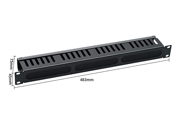 24 Rings 1U Cable Management Panel, with Brush Strip, Dimensions